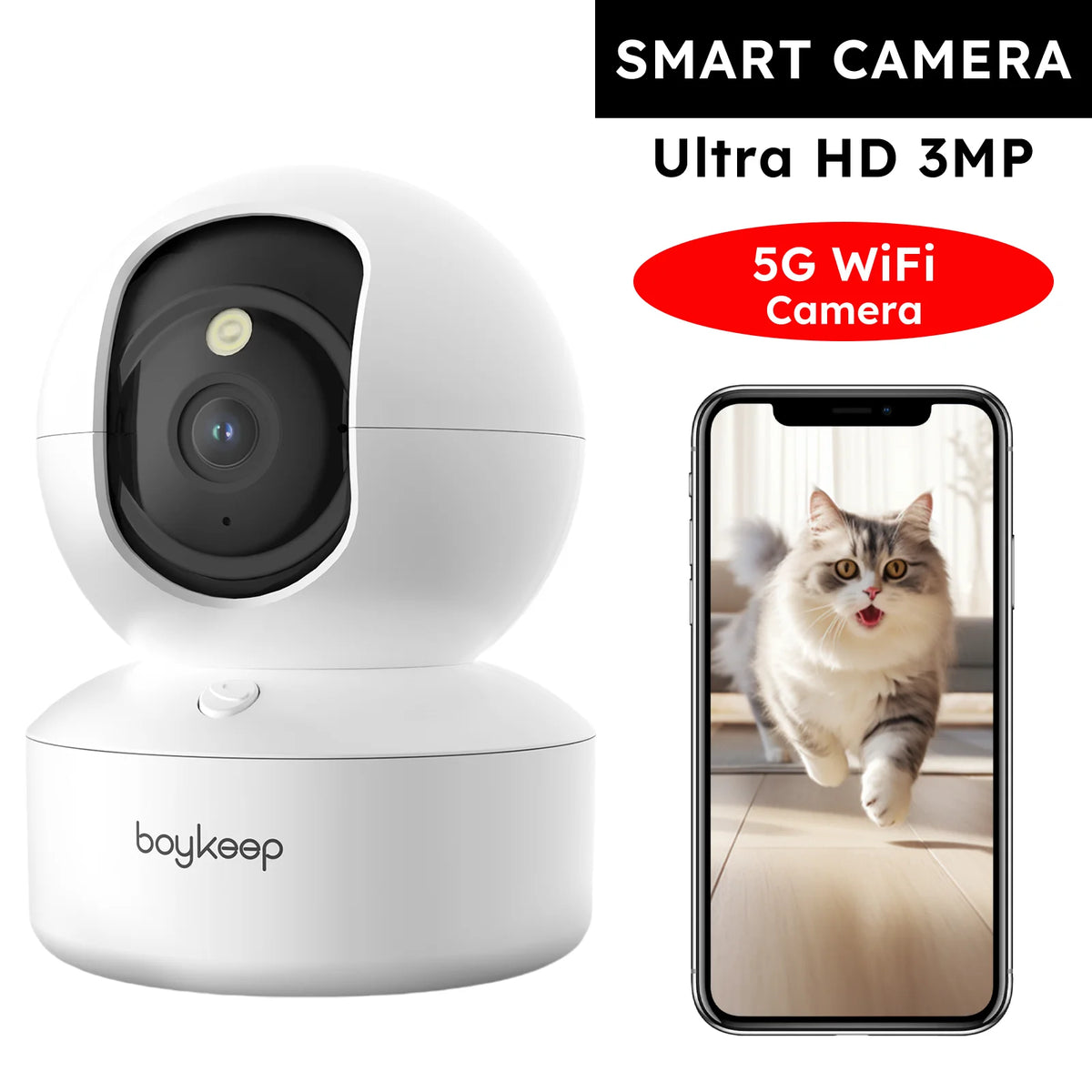 2K Smart Pet Camera – 360° Pan & Tilt, 2-Way Audio, Night Vision & Phone App