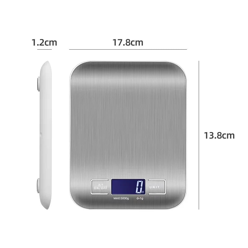 5kg Digital Kitchen Food Scale – 1g Precision LCD Display with Stainless Steel Platform
