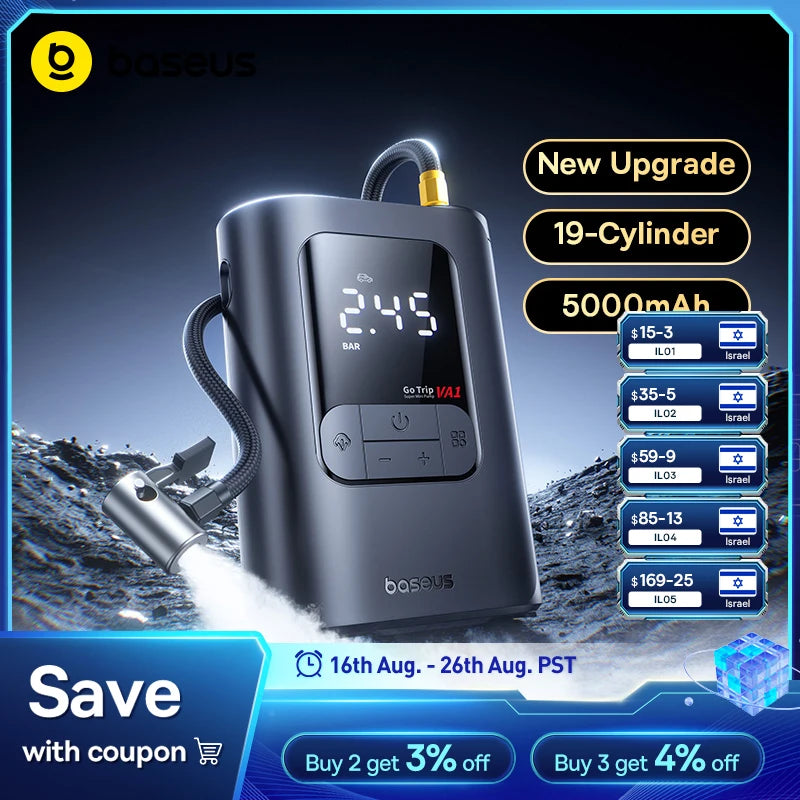 Wireless Car Air Pump – Portable Electric Tire Inflator with LCD Digital Display