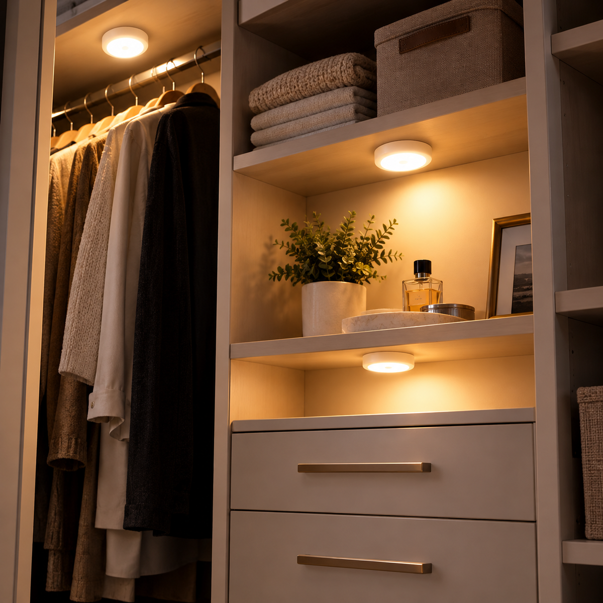 PIR Motion Sensor LED Night Light – USB Rechargeable Wireless Cabinet & Closet Lamp