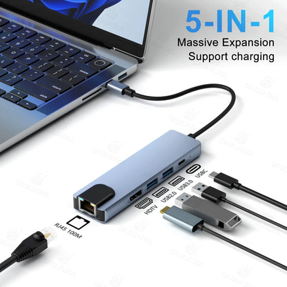 8-in-1 USB-C Hub – 4K HDMI, RJ45 Ethernet, SD/TF Card Reader & USB 3.0