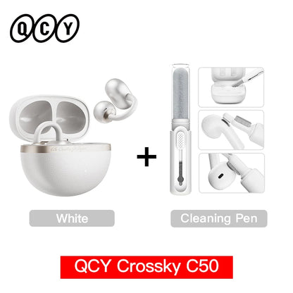 QCY Crossky C50 Clip-On Open-Ear Earbuds – Bluetooth 6.0 Wireless Headphones with AI Call Noise Reduction