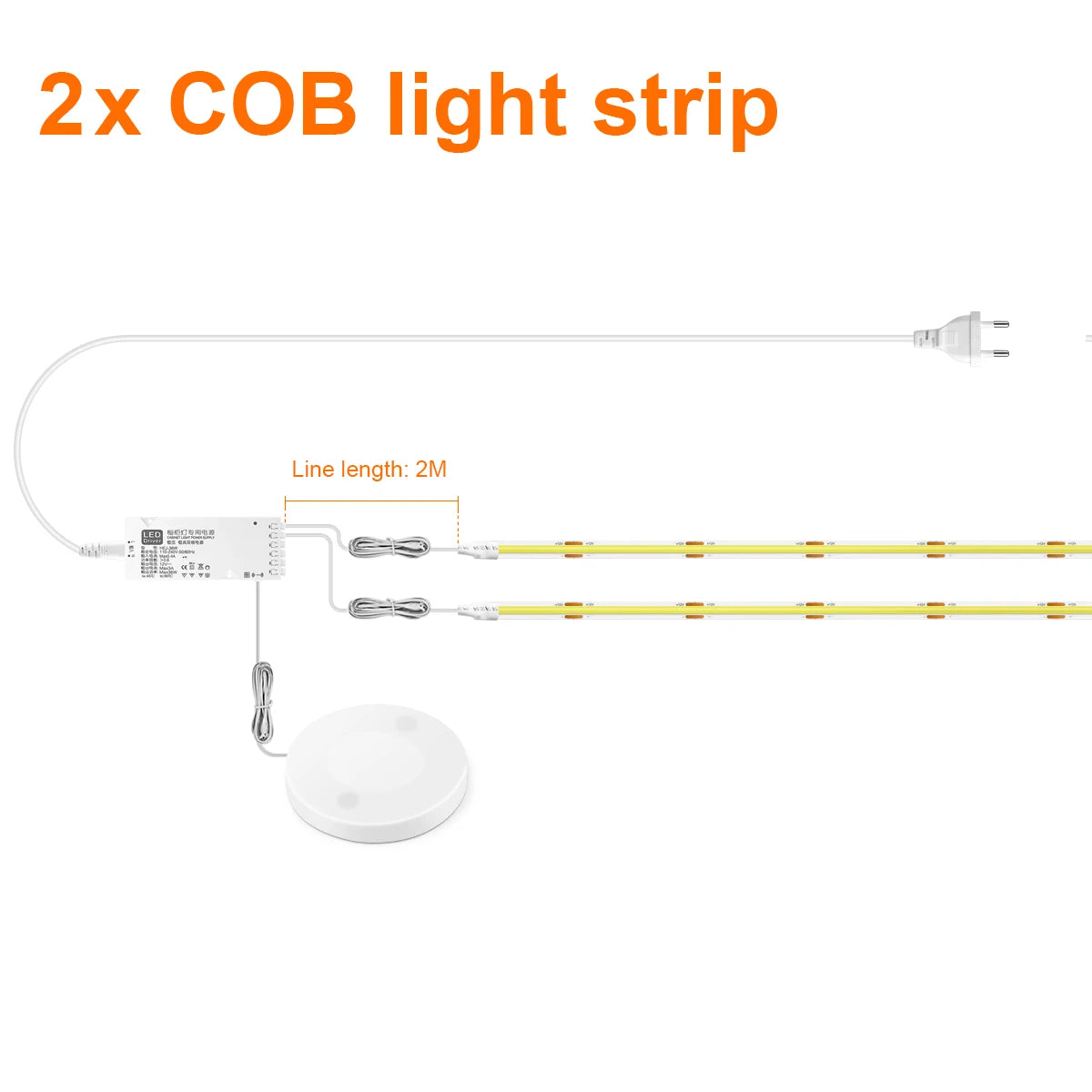 Dimmable LED Cabinet Light – COB Strip with Touch & Motion Sensor Switch