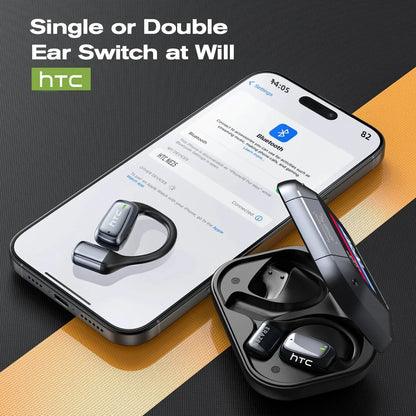 AI Translator Earbuds – HTC NE25 Bluetooth Wireless Earphones with LCD Touchscreen & HD Microphone