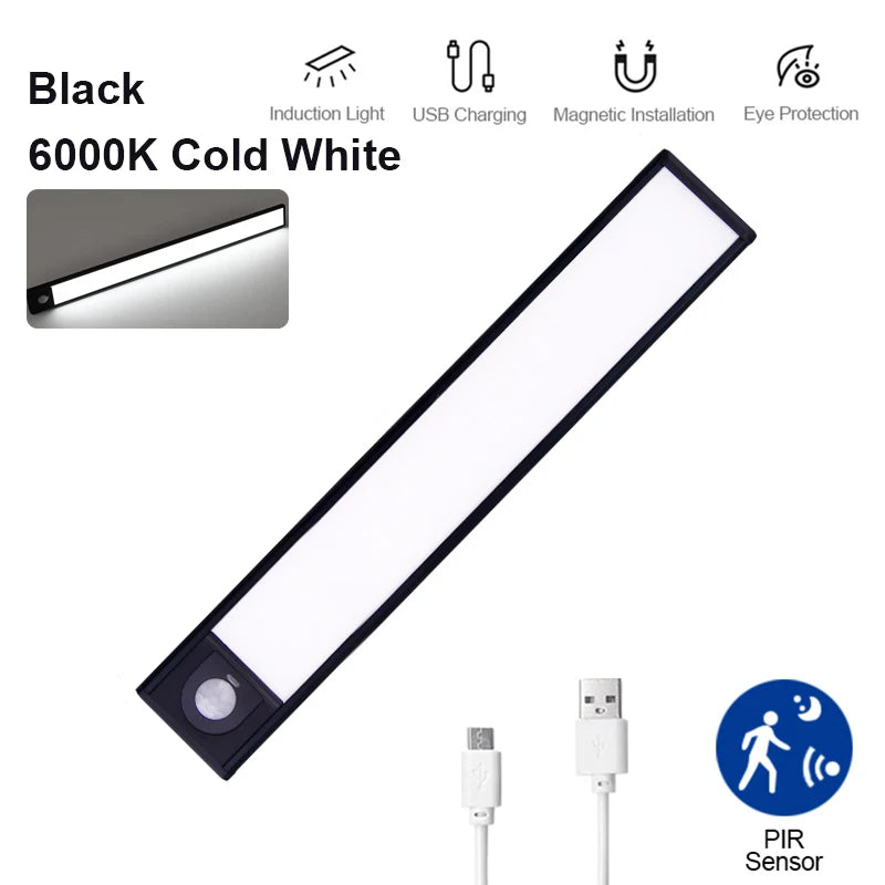 Ultra-Thin Rechargeable Motion Sensor LED Cabinet Light – 3-Color Dimmable Lamp