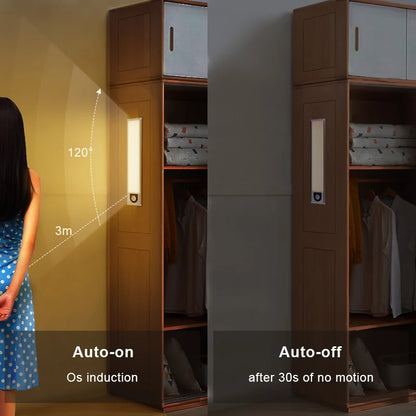 Ultra-Thin Rechargeable Motion Sensor LED Cabinet Light – 3-Color Dimmable Lamp