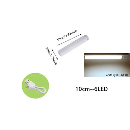 PIR Motion Sensor LED Under Cabinet Lamp – Dimmable Rechargeable Night Light