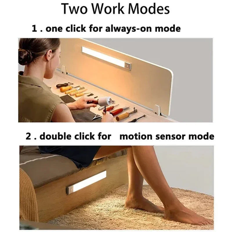 PIR Motion Sensor LED Under Cabinet Lamp – Dimmable Rechargeable Night Light