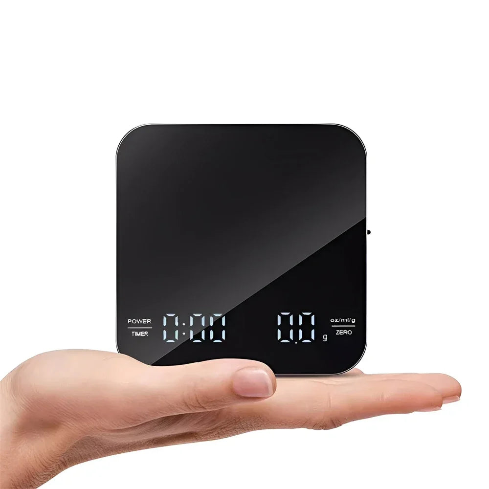 Digital Coffee Scale with Timer – LED Display, Silicone Pad & USB Charging