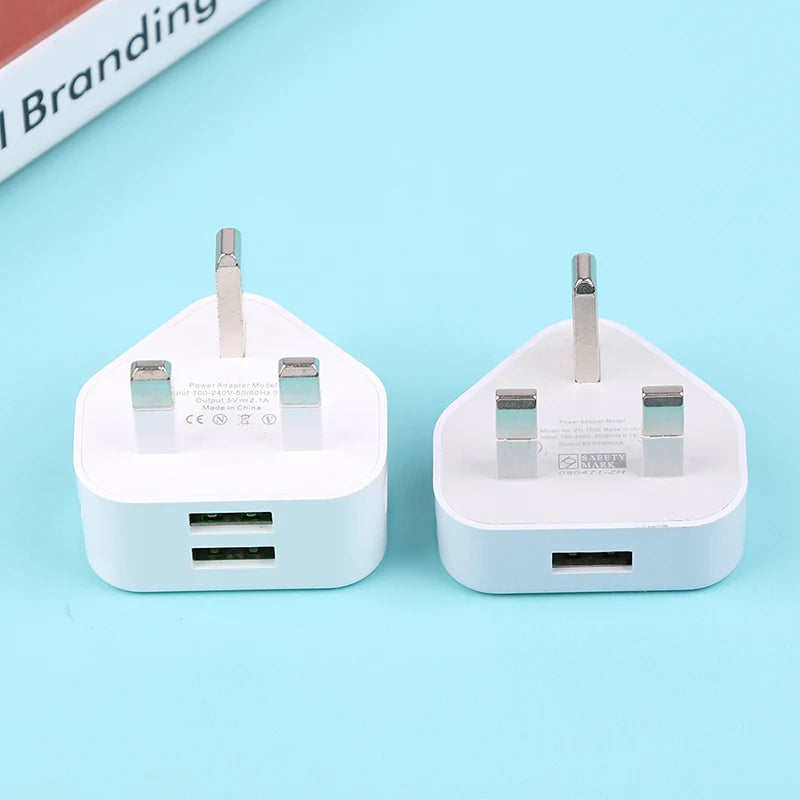 UK 3-Pin USB Wall Charger – Universal Plug Adapter with 1 or 2 USB Ports