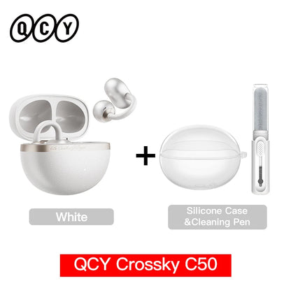 QCY Crossky C50 Clip-On Open-Ear Earbuds – Bluetooth 6.0 Wireless Headphones with AI Call Noise Reduction