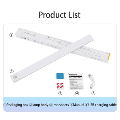 Pzsunly Rechargeable Motion Sensor LED Cabinet Light – Dimmable Wireless Under-Cabinet Lamp