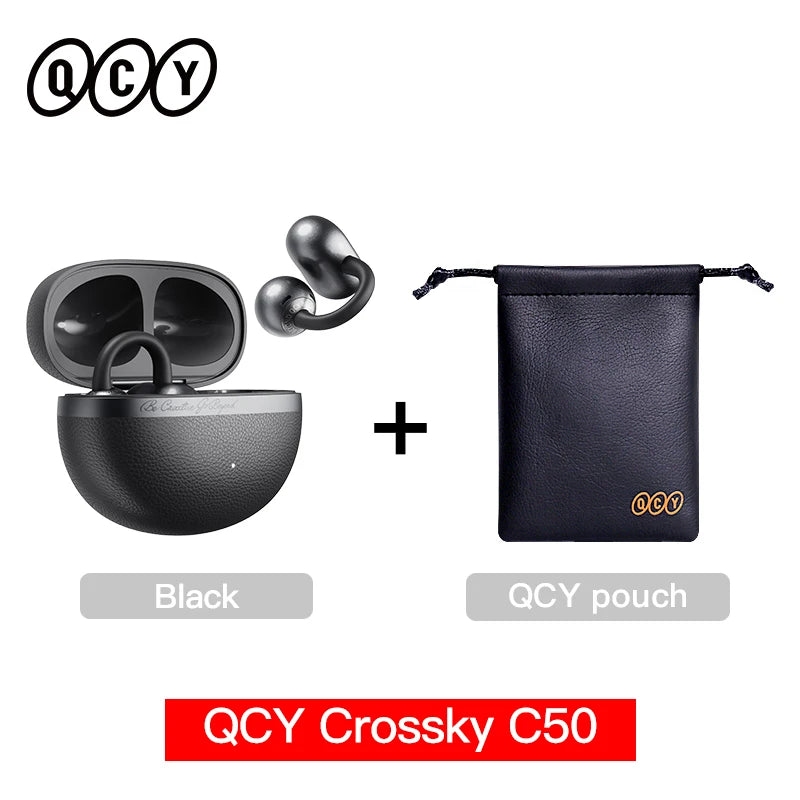QCY Crossky C50 Clip-On Open-Ear Earbuds – Bluetooth 6.0 Wireless Headphones with AI Call Noise Reduction