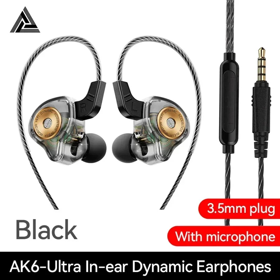 QKZ AK6 Wired Earphones – In-Ear Stereo Headphones with Dynamic Drivers & Microphone