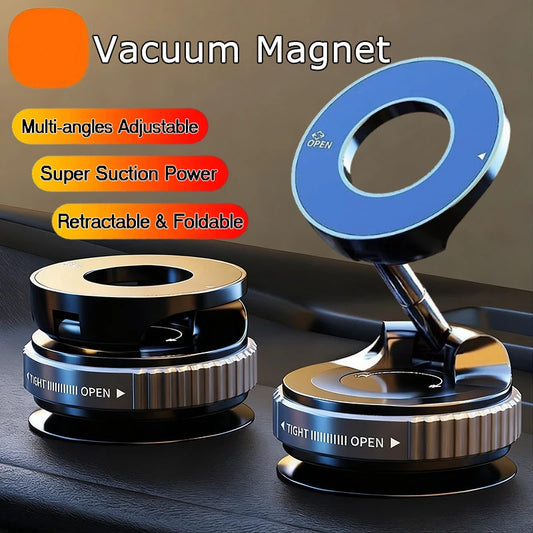 Magnetic Vacuum Car Phone Holder – 360° Adjustable Strong-Suction Mount