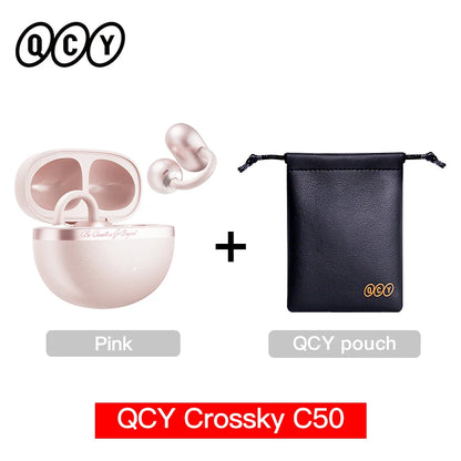 QCY Crossky C50 Clip-On Open-Ear Earbuds – Bluetooth 6.0 Wireless Headphones with AI Call Noise Reduction