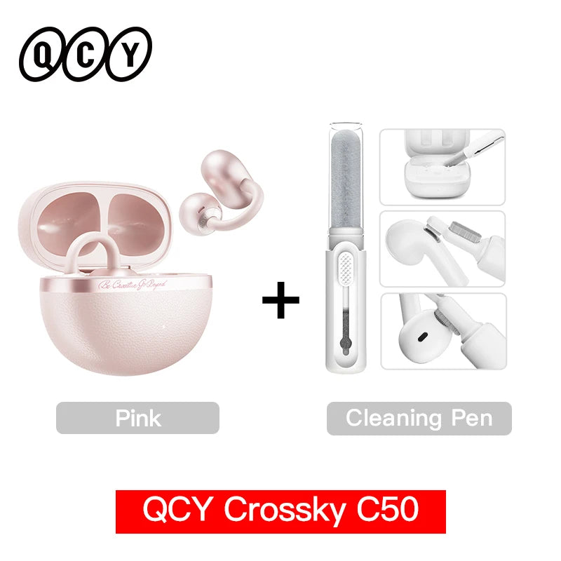 QCY Crossky C50 Clip-On Open-Ear Earbuds – Bluetooth 6.0 Wireless Headphones with AI Call Noise Reduction