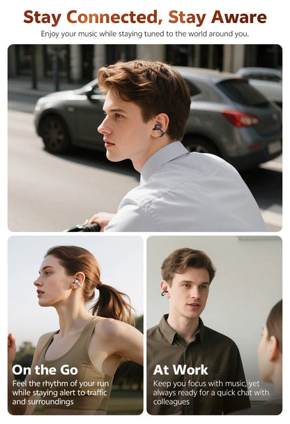 QCY Crossky C50 Clip-On Open-Ear Earbuds – Bluetooth 6.0 Wireless Headphones with AI Call Noise Reduction