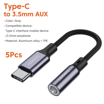 Toocki USB-C to 3.5mm Headphone Adapter – Type-C to AUX Audio Cable