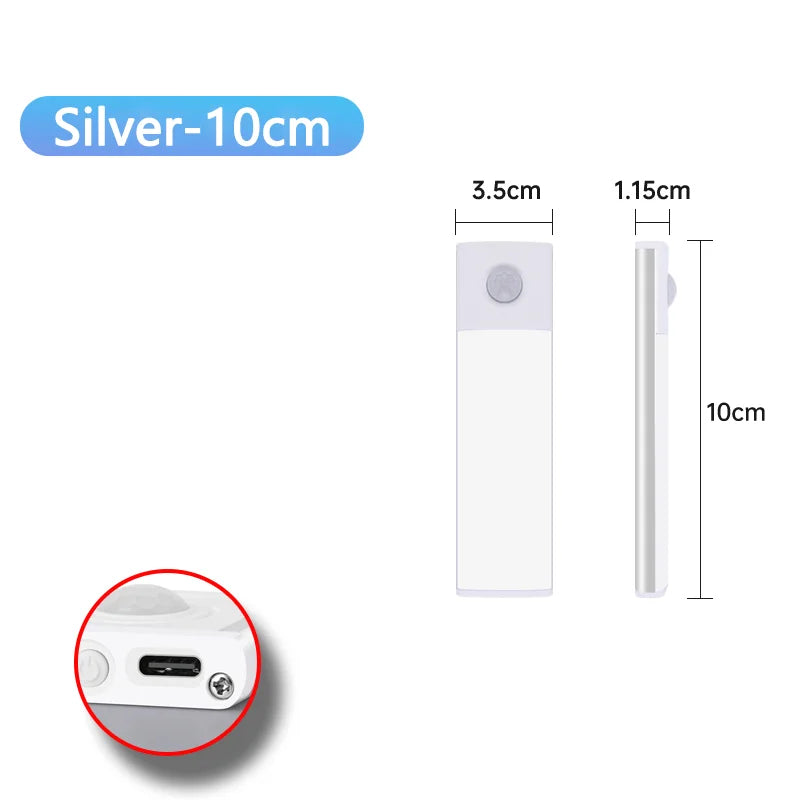 Pzsunly Rechargeable Motion Sensor LED Cabinet Light – Dimmable Wireless Under-Cabinet Lamp