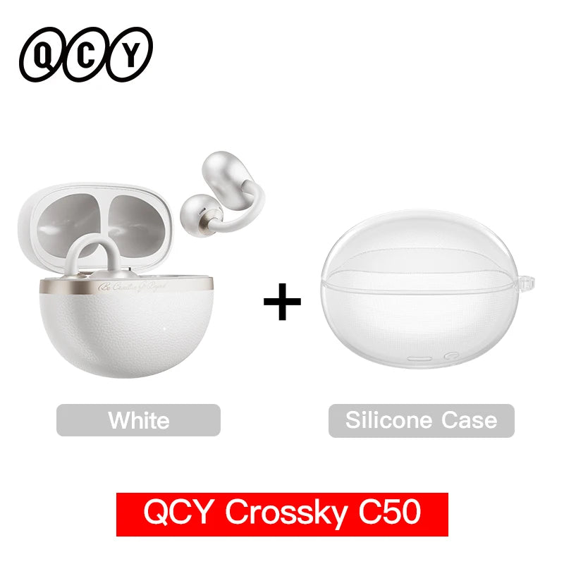QCY Crossky C50 Clip-On Open-Ear Earbuds – Bluetooth 6.0 Wireless Headphones with AI Call Noise Reduction