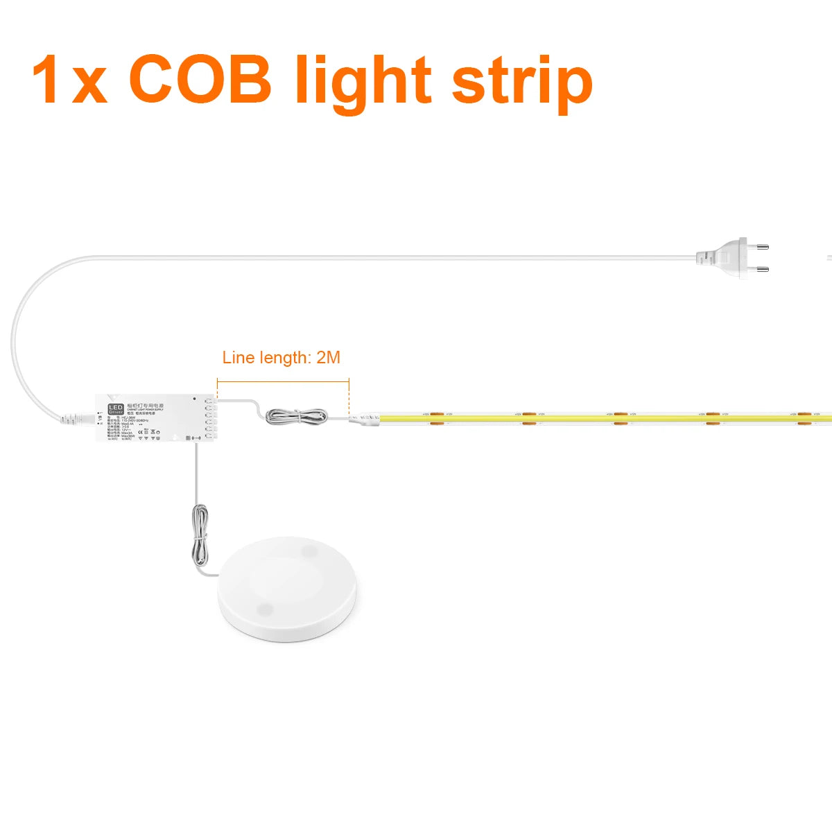 Dimmable LED Cabinet Light – COB Strip with Touch & Motion Sensor Switch