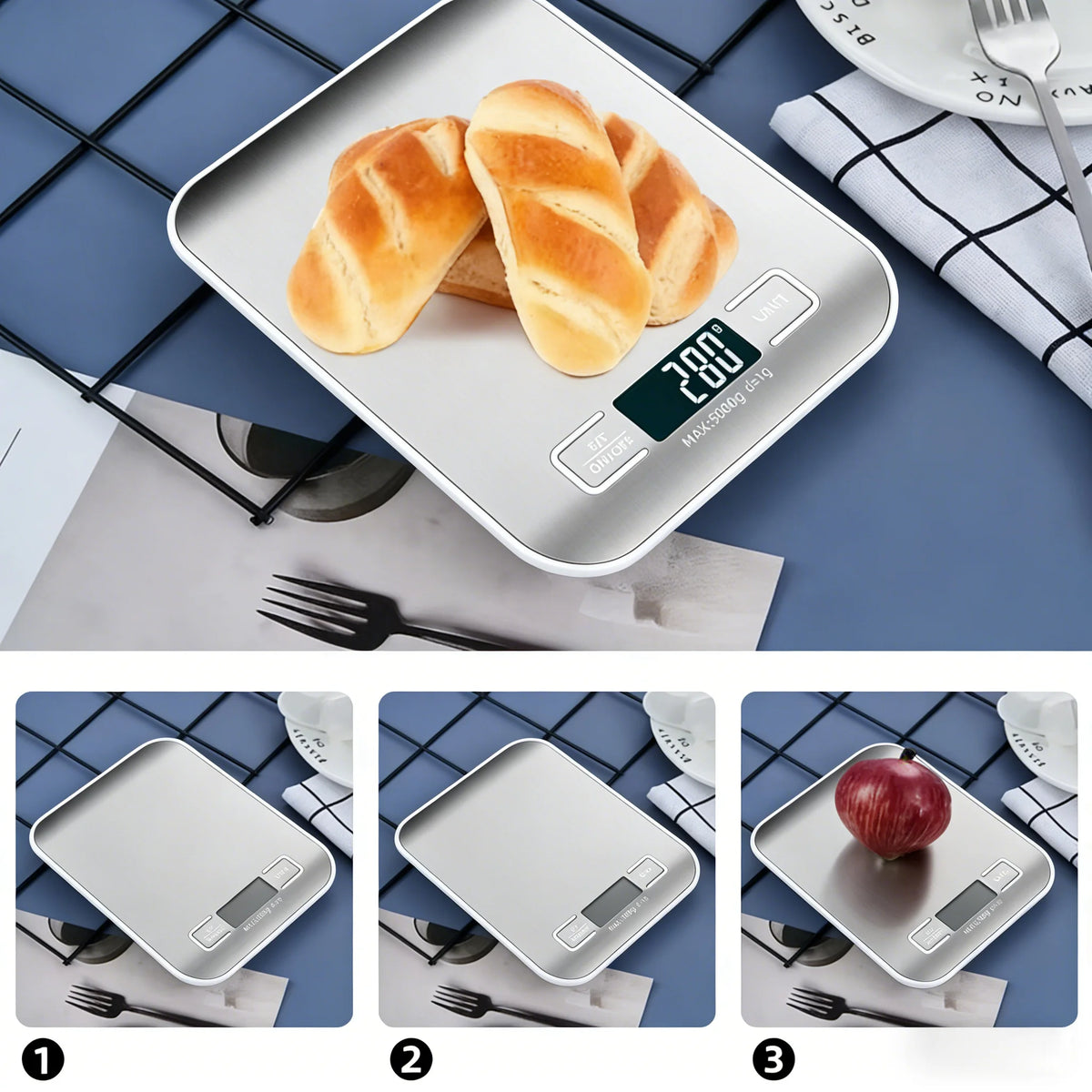 Digital Kitchen Scale – 5kg/10kg Capacity with 1g Precision & Stainless Steel Platform