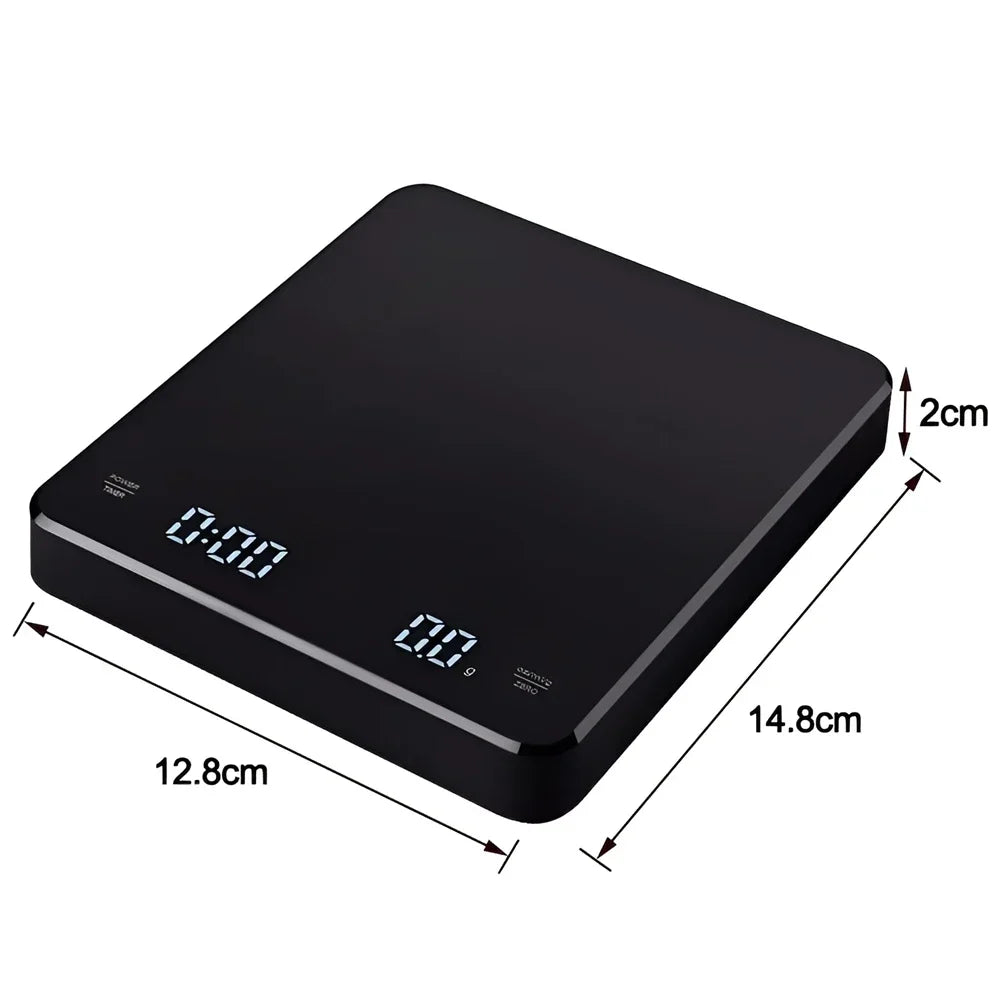 Digital Coffee Scale with Timer – LED Display, Silicone Pad & USB Charging