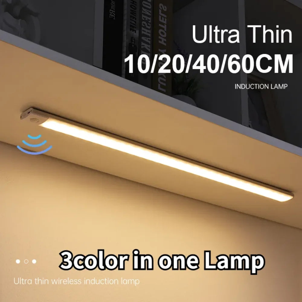 Pzsunly Rechargeable Motion Sensor LED Cabinet Light – Dimmable Wireless Under-Cabinet Lamp
