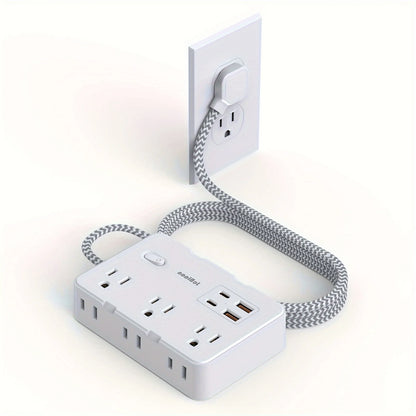 JcBlaon QT660-CU Power Strip – 6 AC Outlets, 4 USB Ports & 1.5m Braided Extension Cord