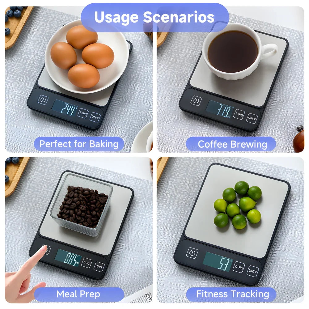 10kg Digital Kitchen Scale – LCD Display Food & Baking Weight Scale with 1g Precision