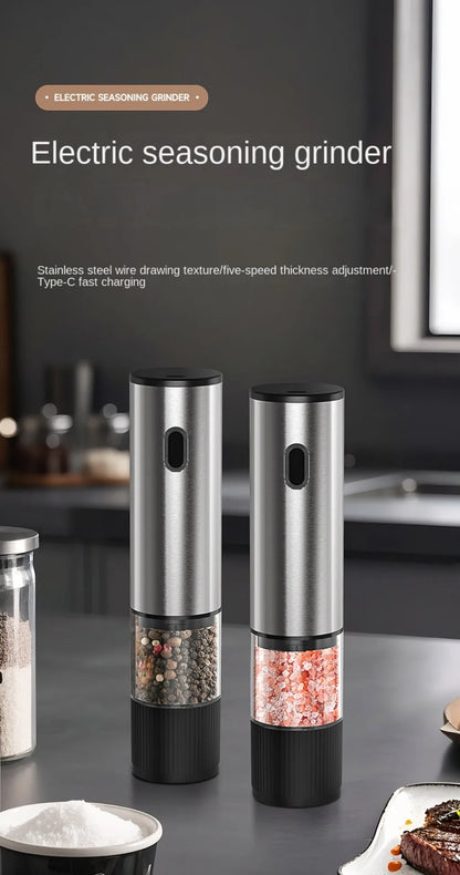 Electric Salt & Pepper Grinder – Rechargeable Automatic Pepper Mill with Adjustable Coarseness