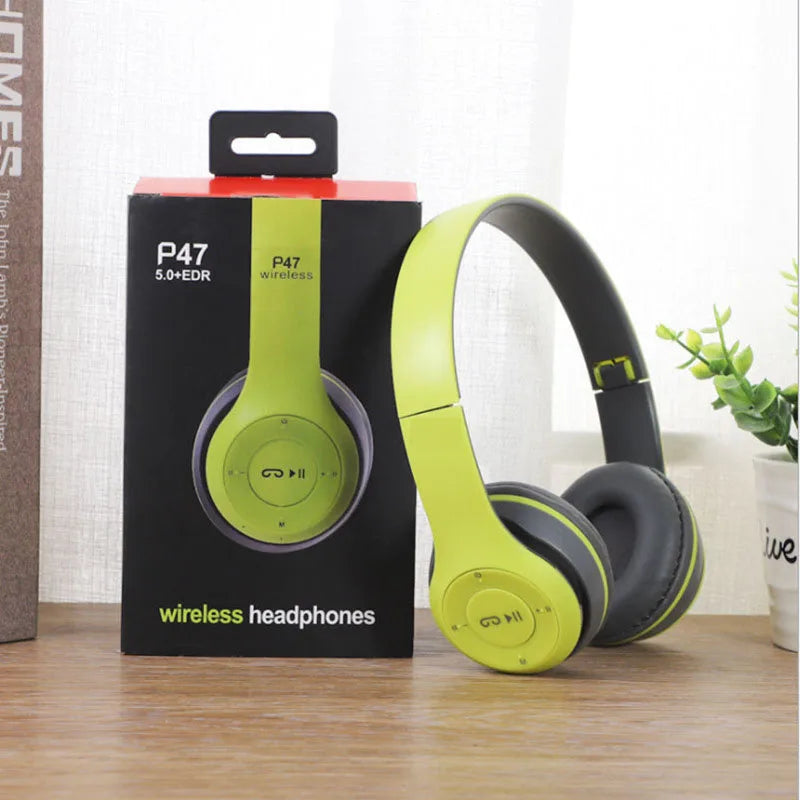 P47 Bluetooth 5.0 Wireless Headphones – Foldable Hi-Fi Stereo Headset with Microphone