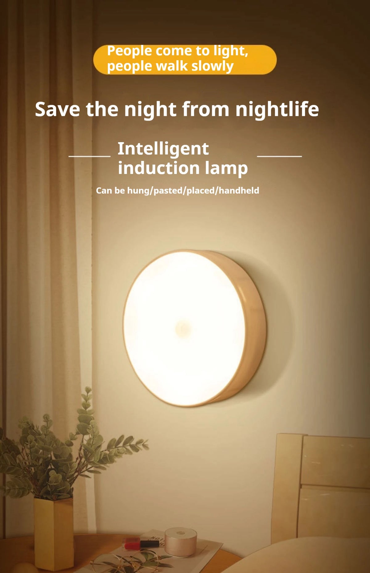 Rechargeable Motion Sensor Night Light – Wireless LED Lamp for Bedroom, Closet & Stairs