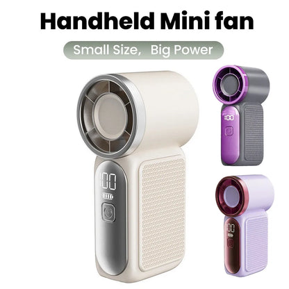 Portable Handheld Mini Fan – 5-Speed Rechargeable Fan with Type-C Charging & Digital Display