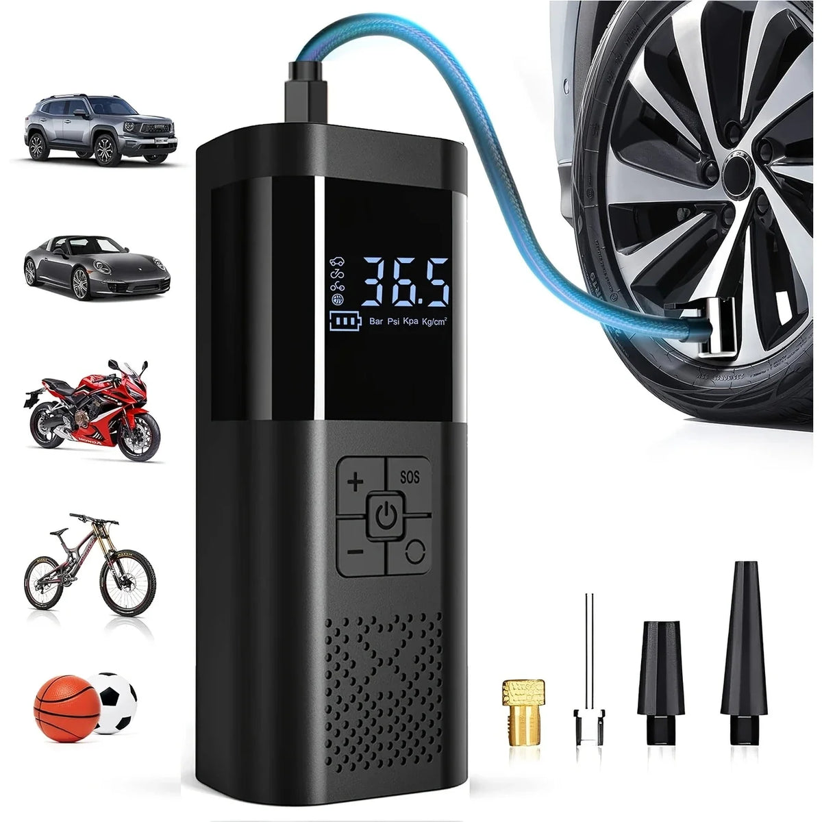 150 PSI Cordless Tire Inflator – 3X Faster Portable Air Compressor with Digital Gauge