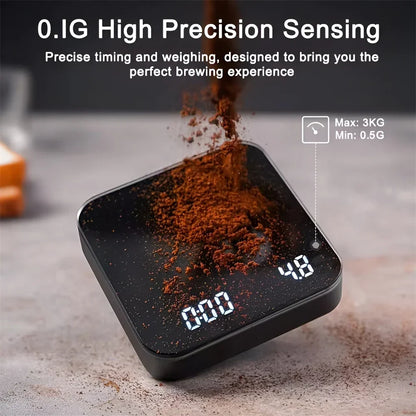 Digital Coffee Scale with Timer – LED Display, Silicone Pad & USB Charging