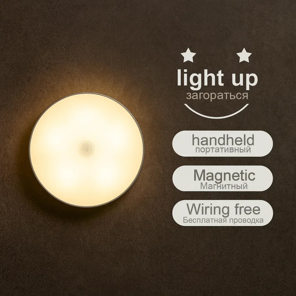 RTONTR Smart Sensor LED Night Light – Wireless Magnetic Motion & Touch Lamp