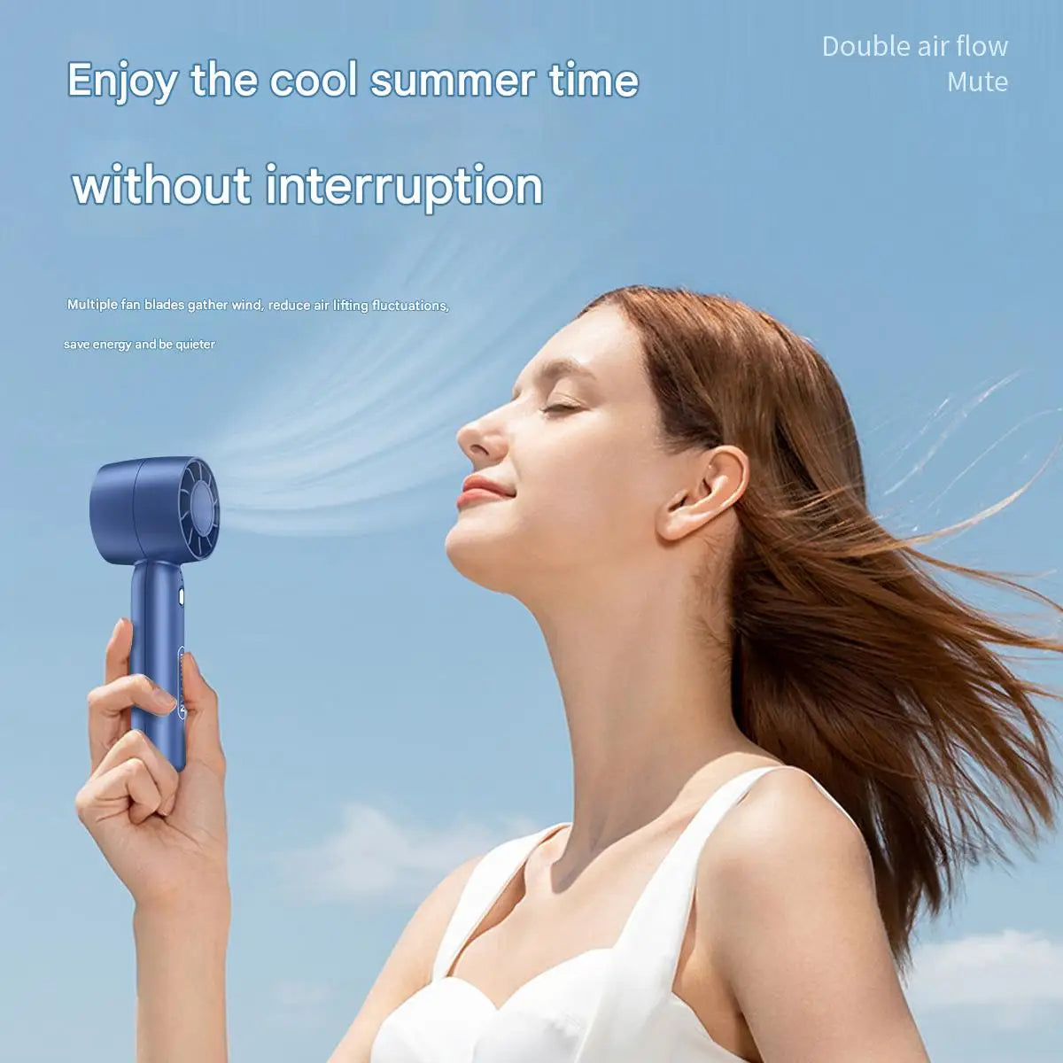 Turbo Mini Handheld Fan – USB Rechargeable Portable Fan with Desktop Stand & Long-Lasting Battery