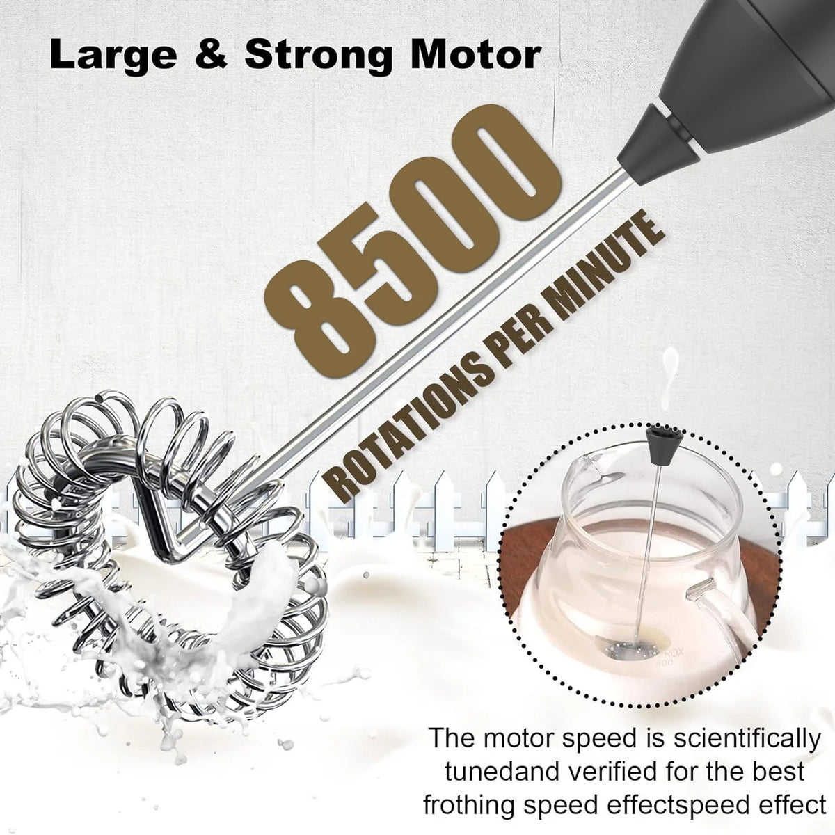 JIZHOU MF101 Mini Milk Frother – 3-Speed Rechargeable Electric Whisk with 11,000 RPM Motor