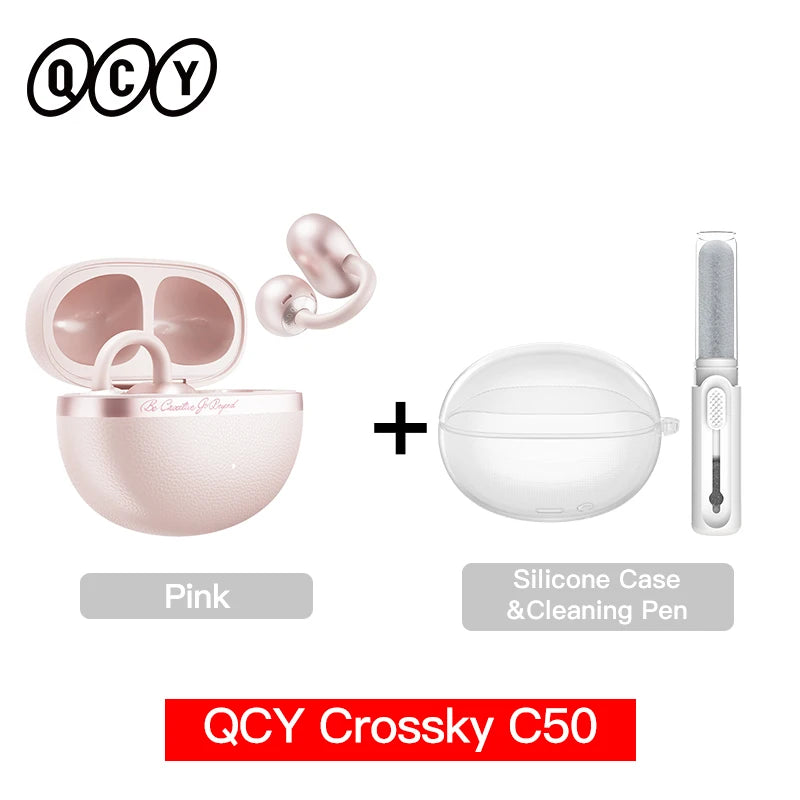 QCY Crossky C50 Clip-On Open-Ear Earbuds – Bluetooth 6.0 Wireless Headphones with AI Call Noise Reduction
