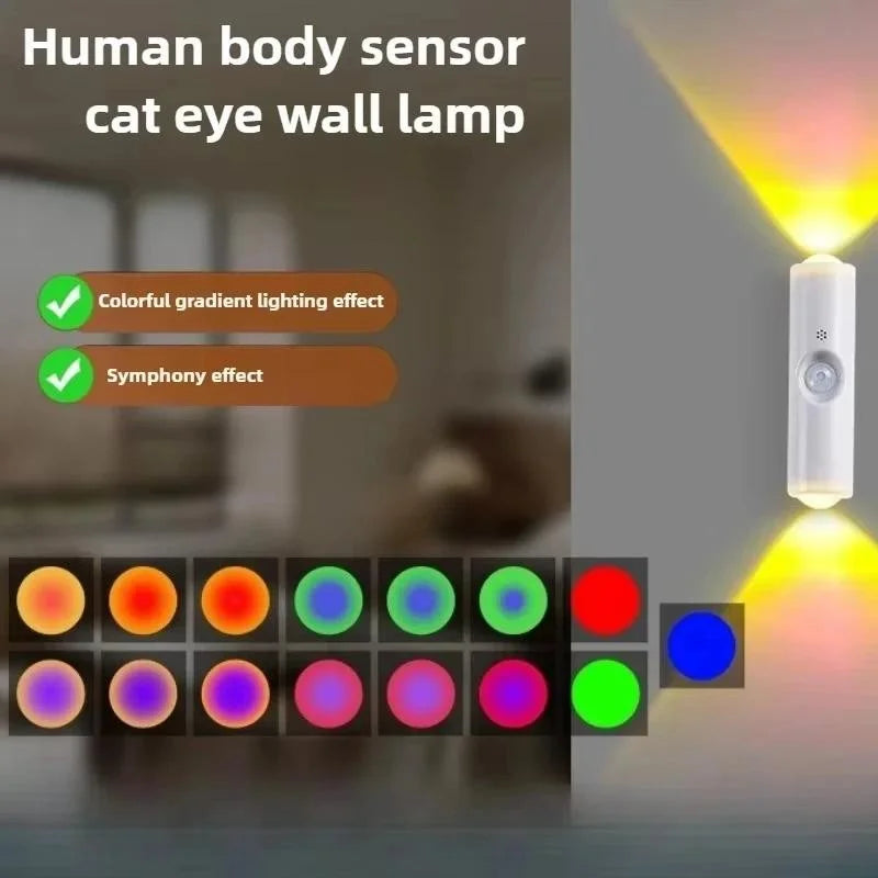 RGB Gradient Motion Sensor Night Light – Rechargeable Magnetic Wall Lamp