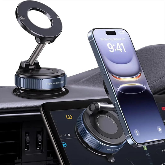 Upgraded Magnetic Vacuum Car Phone Holder – Foldable Multi-Angle Mount for Navigation
