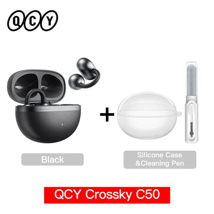QCY Crossky C50 Clip-On Open-Ear Earbuds – Bluetooth 6.0 Wireless Headphones with AI Call Noise Reduction