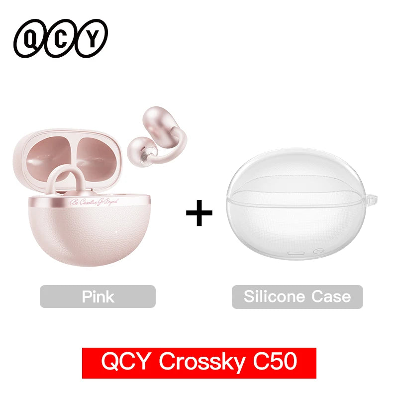 QCY Crossky C50 Clip-On Open-Ear Earbuds – Bluetooth 6.0 Wireless Headphones with AI Call Noise Reduction