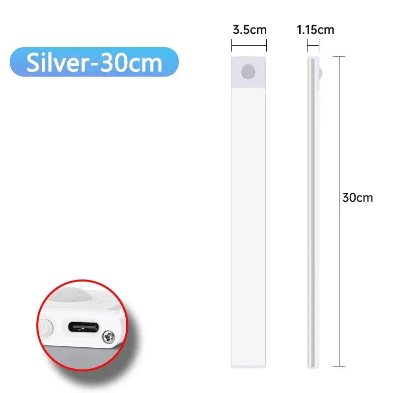 CENSHION USB-C Rechargeable LED Cabinet Light – Dimmable Motion Sensor Bar, 20–60cm