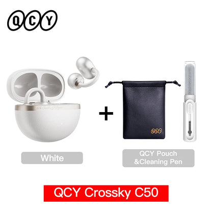 QCY Crossky C50 Clip-On Open-Ear Earbuds – Bluetooth 6.0 Wireless Headphones with AI Call Noise Reduction