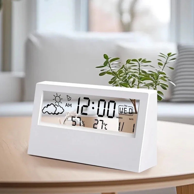Smart LCD Desktop Alarm Clock – Digital Calendar, Temperature & Humidity Display