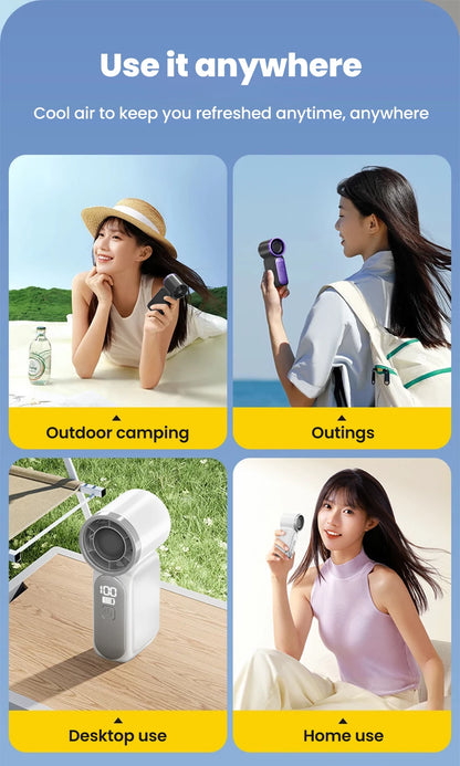 Portable Handheld Mini Fan – 5-Speed Rechargeable Fan with Type-C Charging & Digital Display