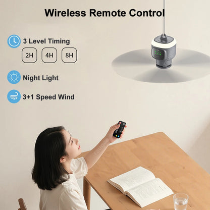 # 12000mAh Portable Ceiling Fan – Rechargeable Outdoor Camping Fan with Remote Control & LED Light